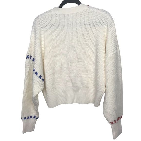 J.ing Otis Ivory Oversized Stitch Detail V Neck Cardigan - Picture 3 of 10